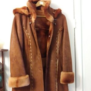 MANZARI Leather and Fur Shearling Coat - Small